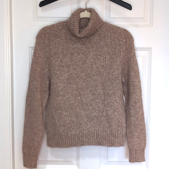 Nili Lotan Baby Alpaca Wool Blend Tan Knit Turtleneck Sweater Size Small - Picture 1 of 7